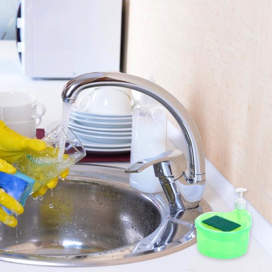 Удобный дозатор мыла на 1000 мл с держателем для губки, предотвращает попадание отходов, большой объем дозатора мыла, товары для дома