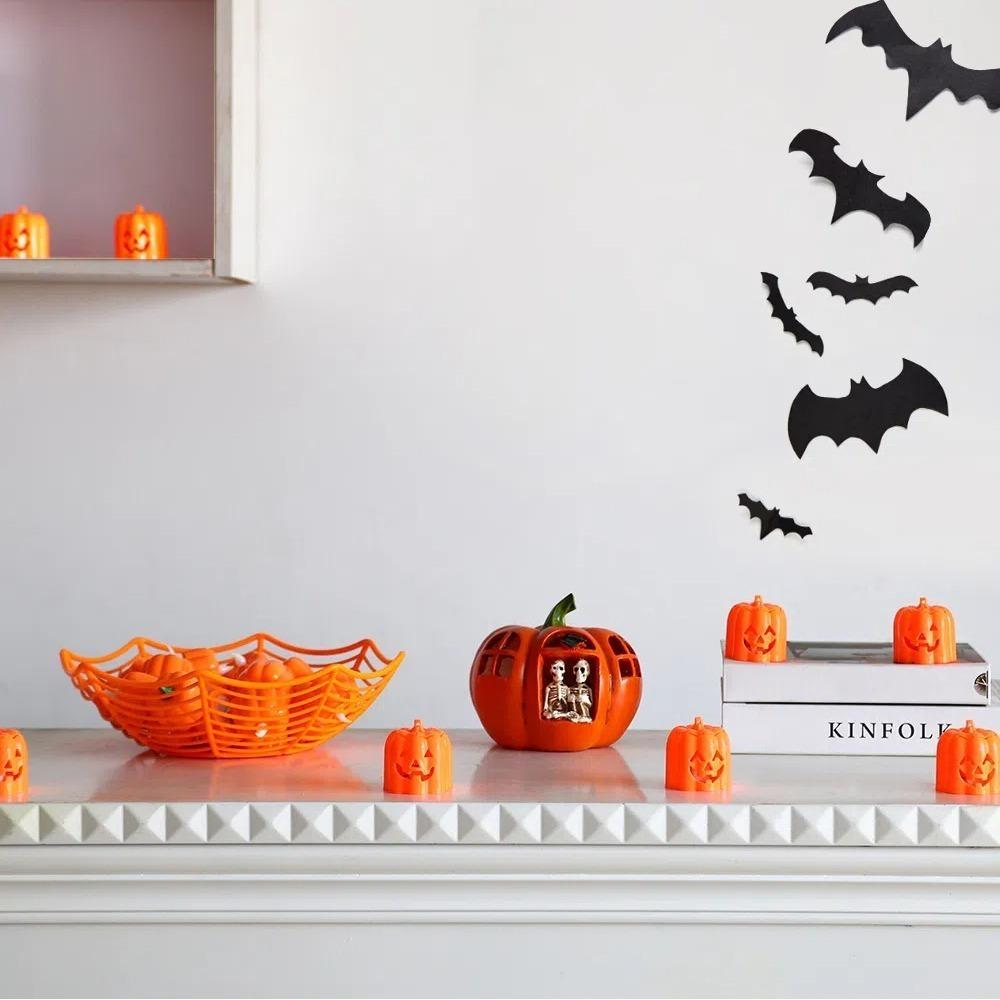 Button Batteries Halloween Jack-O-Lantern Plastic LED Night Light Pumpkin Lantern Men