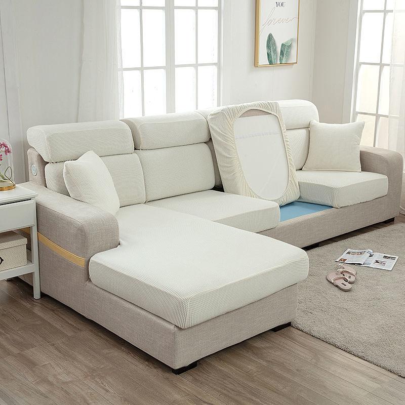 Sofa Seat Cover Thickened Living Room Furniture Protective Cover Seat Cushion Elastic Solid Color Dustproof Sofa Towel 1234 Seat