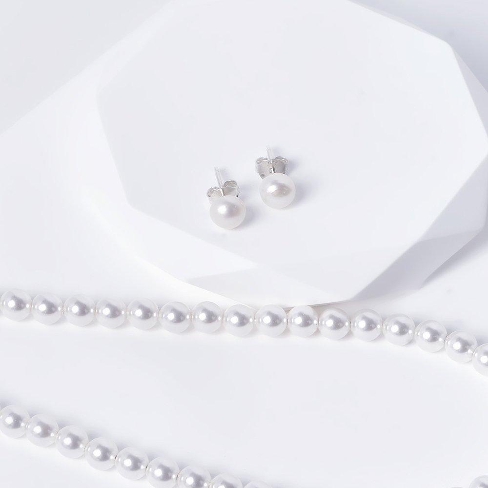 Silver 925 Rounded Pearl Earrings