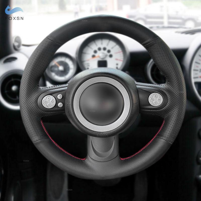 Плетеный руль для мини-хэтчбека Clubman Clubvan, кабриолет-купе, родстер, 3-спицевый автомобильный руль, кожаный чехол, отделка
