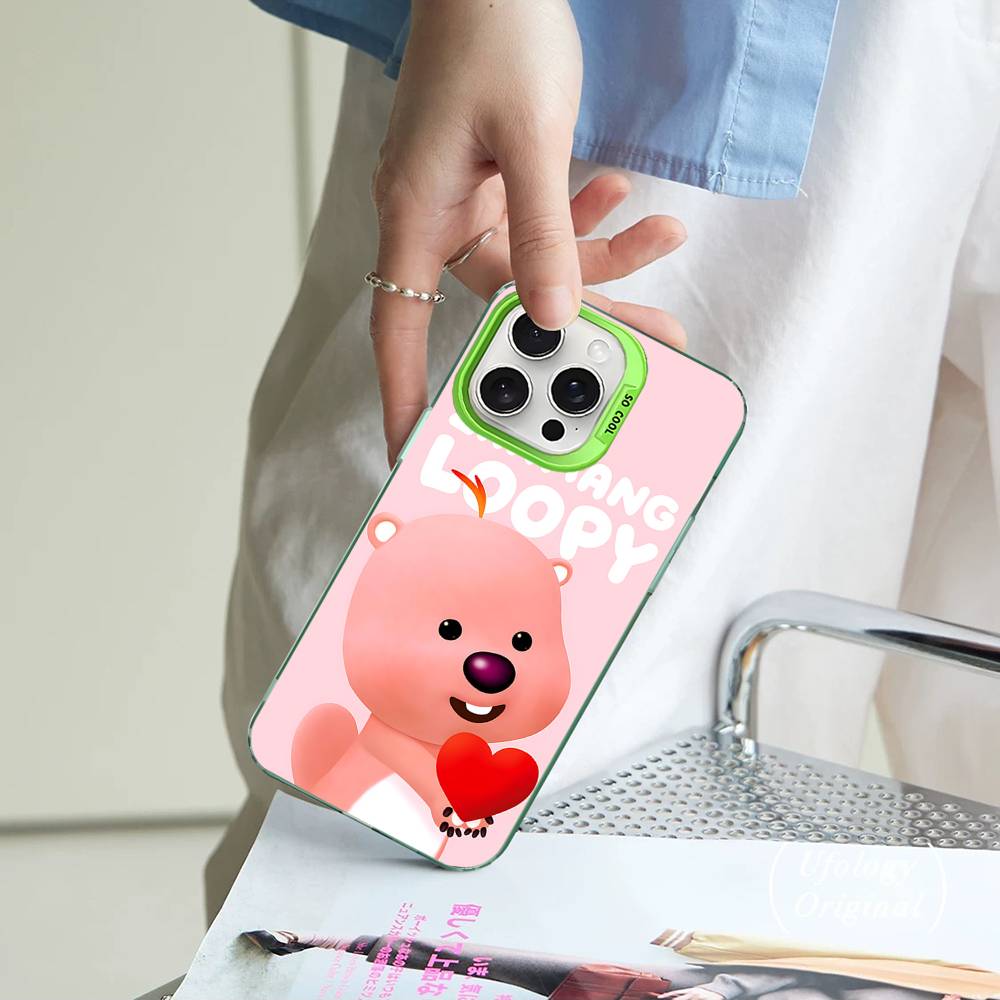 Милый Мультяшный Чехол L-Loopys для IPhone 17 16 15 14 11 12 13 Pro Max Pro Plus Цветной Серебристый Чехол