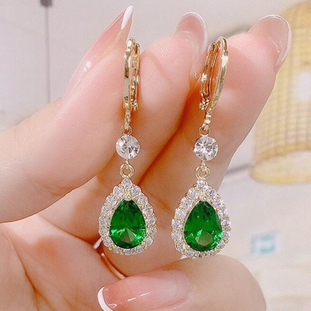 Super Sparkling Zircon Water Drop Earrings, Exquisite Crystal Zircon Earrings, High-end Ear Studs, And Ear Buckles