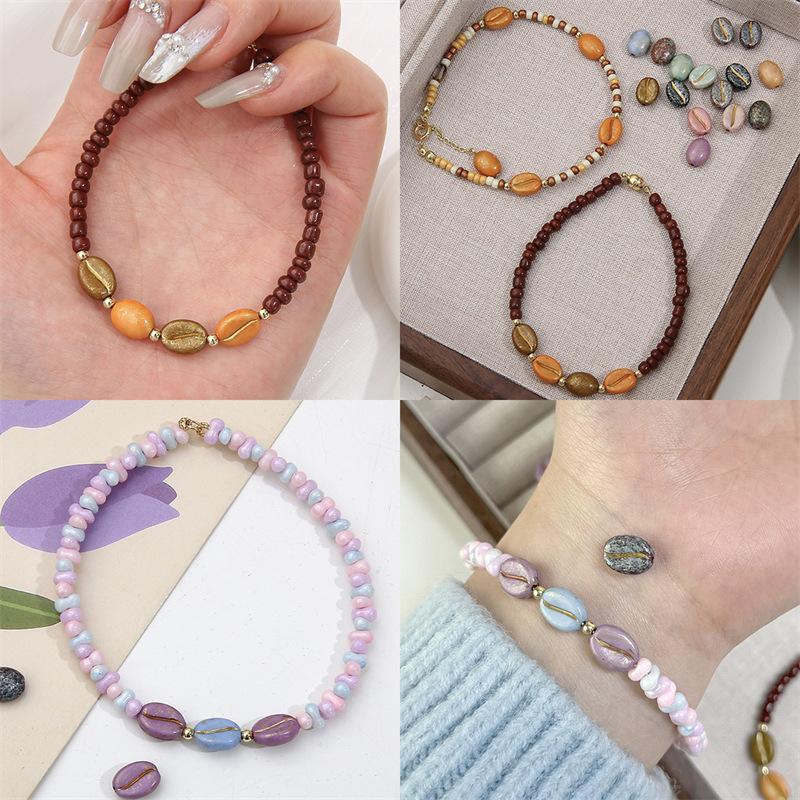 Бусины для браслета ручной работы 8x10 мм Акриловые кофейные зерна Бусины-рассыпки Аксессуары для самостоятельного изготовления Бусины для браслетов Нитки для браслетов Разделительные бусины