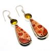 Asteroid Jasper Citrine Gemstone 925 Silver Plated Jewelry Earring 2.27"