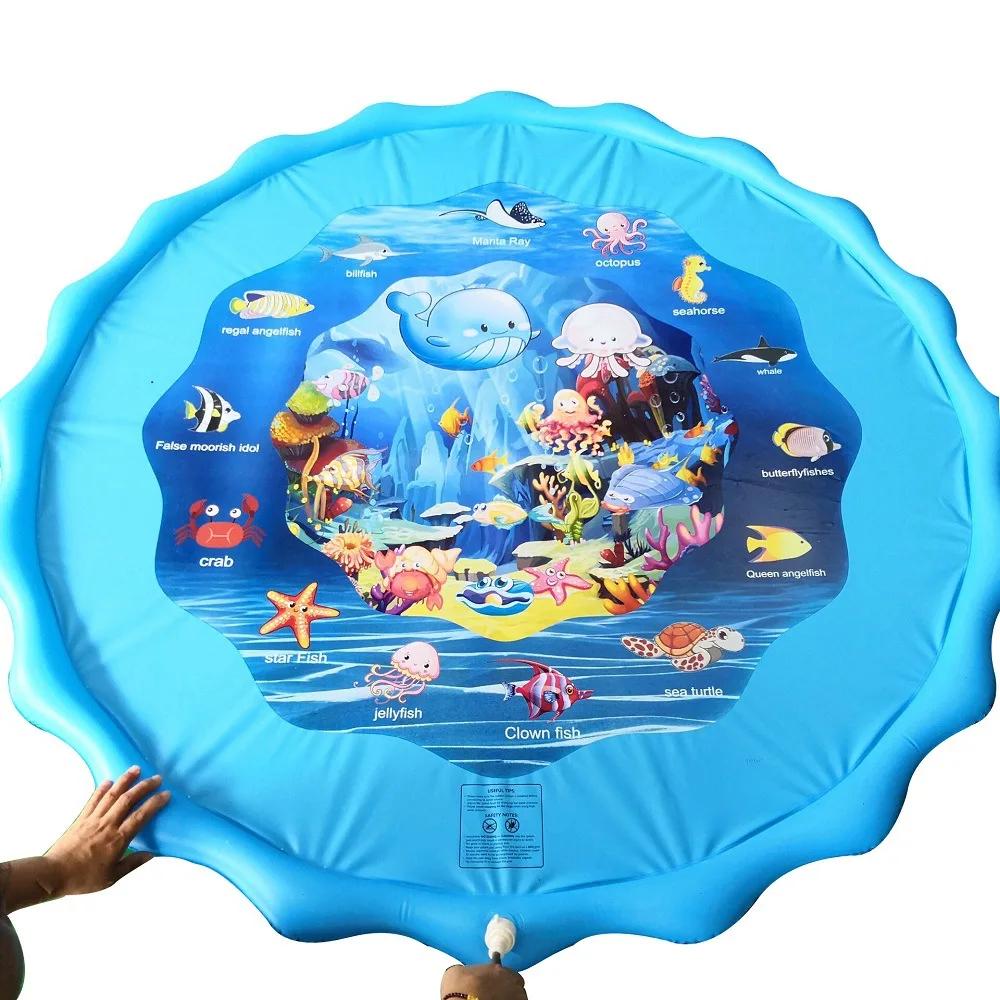 100 см Летний детский игровой коврик для воды, игры, пляжный коврик, надувная подушка с распылением воды, игрушки, наружный таз, бассейн