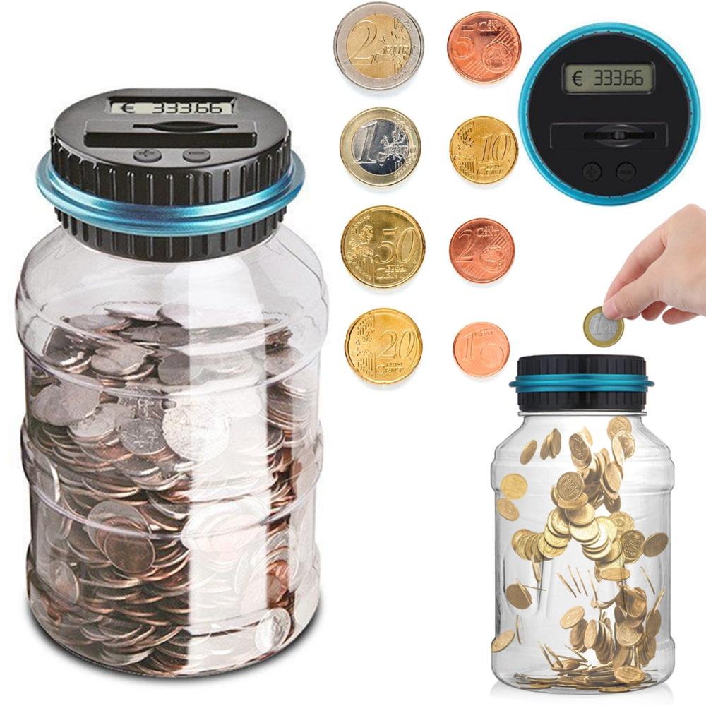 Gift Automatic Electronic Digital Coins Counting Jar Money Saving Box Piggy Bank Coin Counter