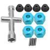 12mm Wheel Hex Hub Adapter 9mm Thick M4 Flange Lock Nuts Cross Wrench Set for 1 10 RC CarBlue