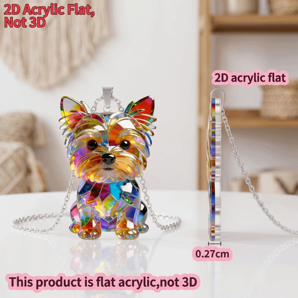 Friendship Yorkshire Terrier Necklace 2D Flat Dog Pendant Necklace Long Sweater Chain  Women