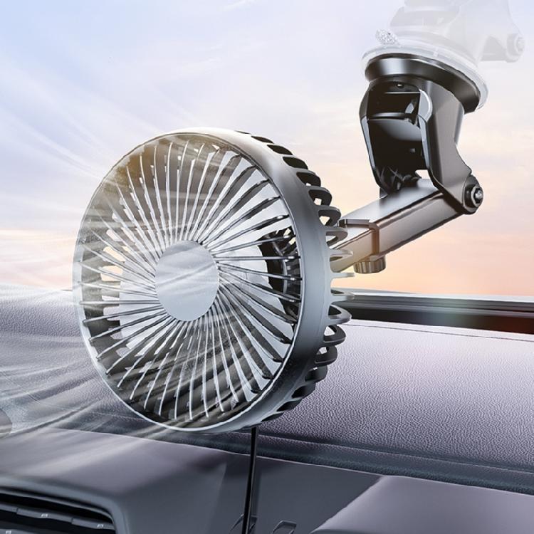 Car Dashboard Windscreen Mount Cooling Fan Suction Cup Fan 3 Speed Adjustment USB Air Circulator Fan 360 Degree Rotating