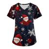 Women's Fashion V-neck Short Sleeve Workwear With Pockets Christmas Printed Tops