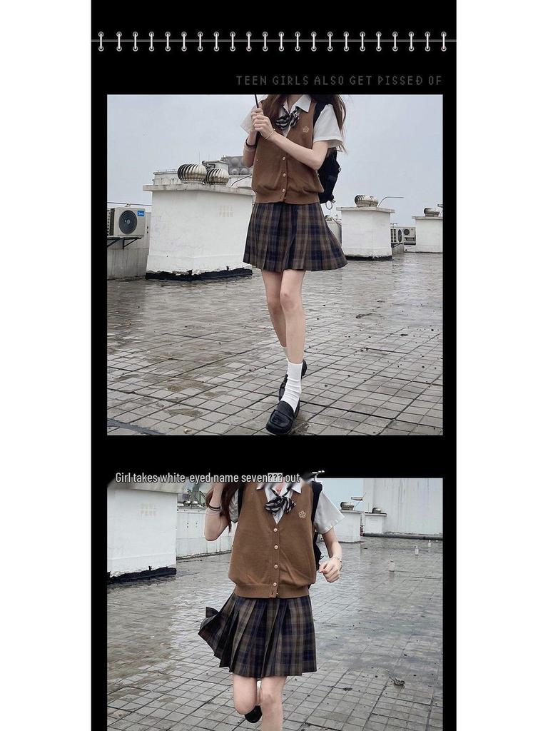 Оригинальный осенний вязаный кардиган-жилет Takinogawa Gakuen - Серый жилет-свитер на весну