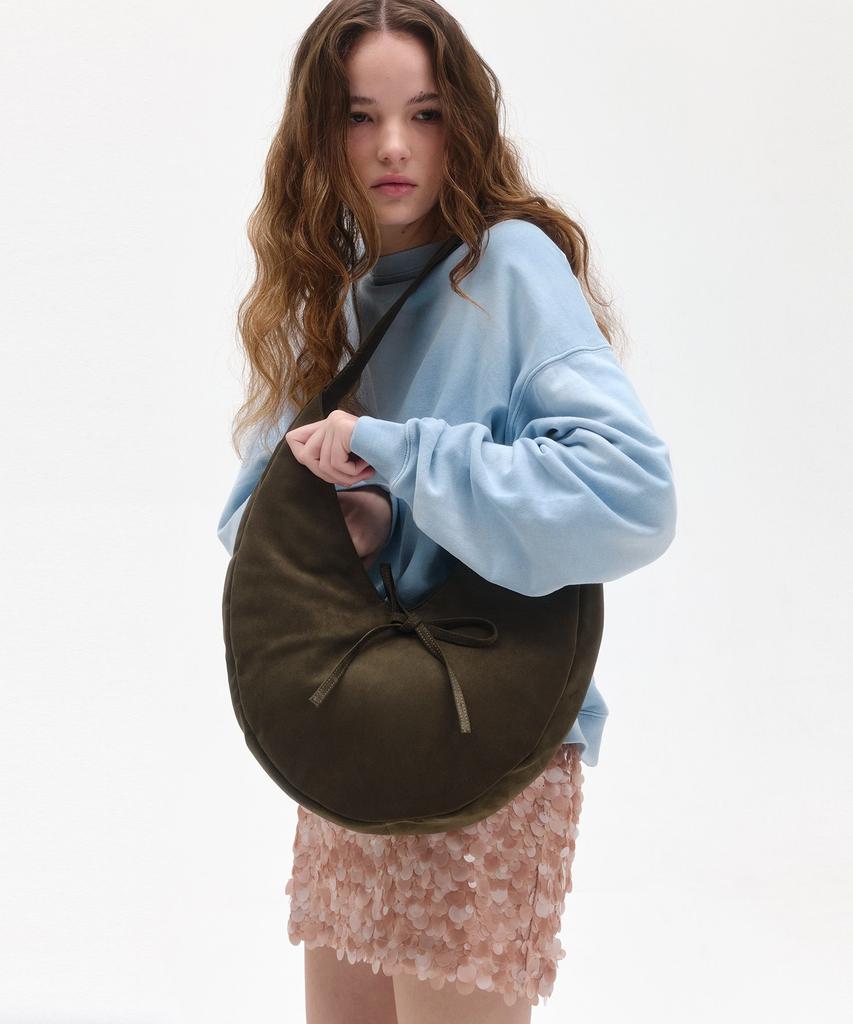 Сумка-хобо Bowtique Crescent из замши_Хаки
