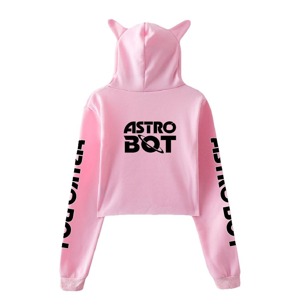Женские сексуальные укороченные свитшоты оверсайз с принтом Astro Bot, весенние корейские повседневные топы