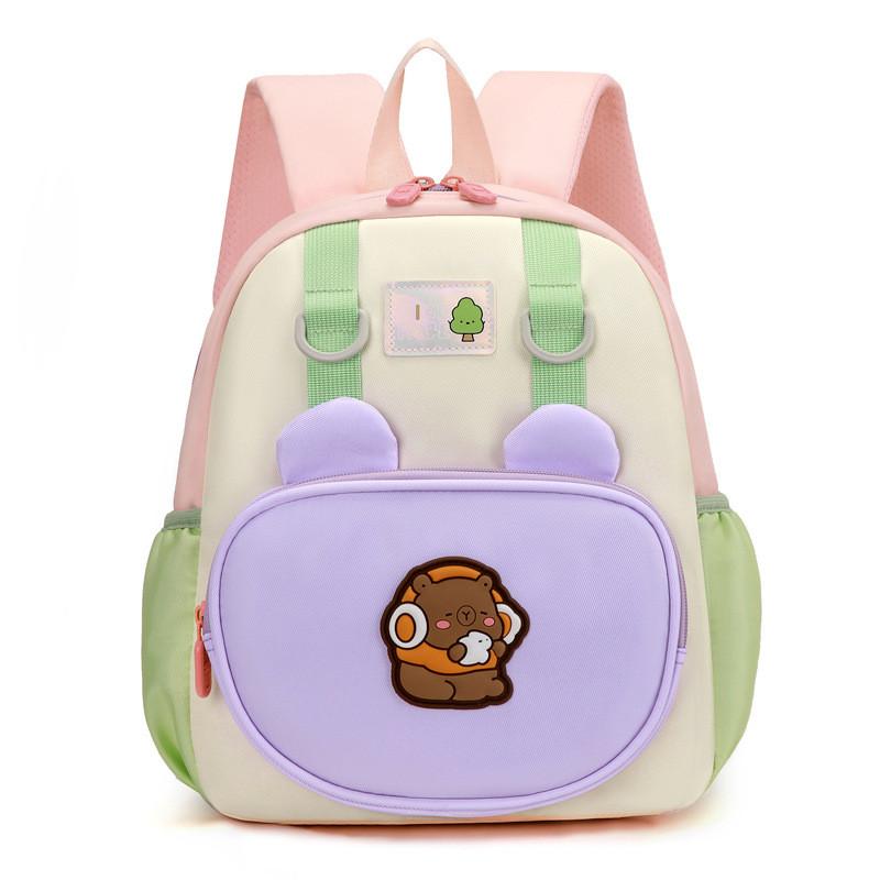 Pattern Capybara Kids Cartoon Backpack With Nylon Material And Color Bright