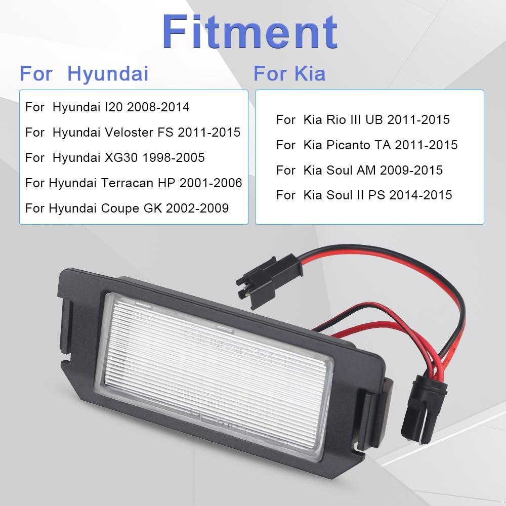 license plate lights Suitable For Kia Picanto TA For Hyundai i20 XG30 Terracan HP white LED car waterproof license plate lights