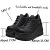 INS Brand Punk Goth Round Toe Platform Wedges Women's Sneakers Lace Up Design 2021 Casual Cute Women's Shoes