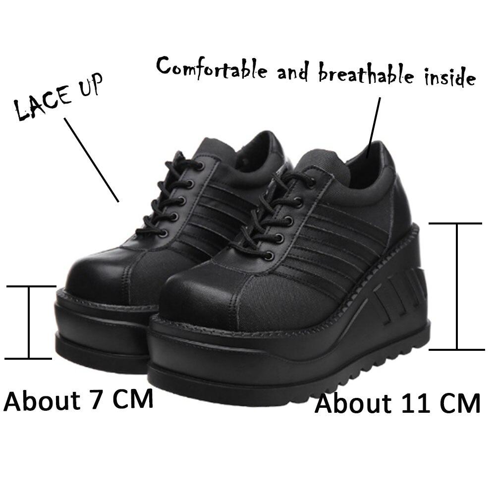 INS Brand Punk Goth Round Toe Platform Wedges Women's Sneakers Lace Up Design 2021 Casual Cute Women's Shoes