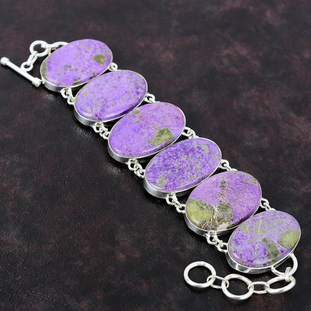 Браслет из пурпура Элегантные ювелирные изделия Браслет из стерлингового серебра 925 пробы Регулируемый браслет-цепочка Ручная работа Уникальный браслет из драгоценных камней Подарок на годовщину