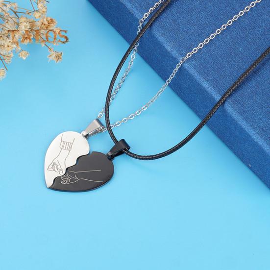 1 пара парных ожерелий с подвеской в виде сердца и символом любви из гальванического сплава, подарок на годовщину ко Дню святого Валентина, украшения на шею