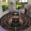 Gothic Crow Blood Skull Aura Carpet, Non-slip Office Chair Rug, Digital Print Home Round Rug, Unique Festival Decorations