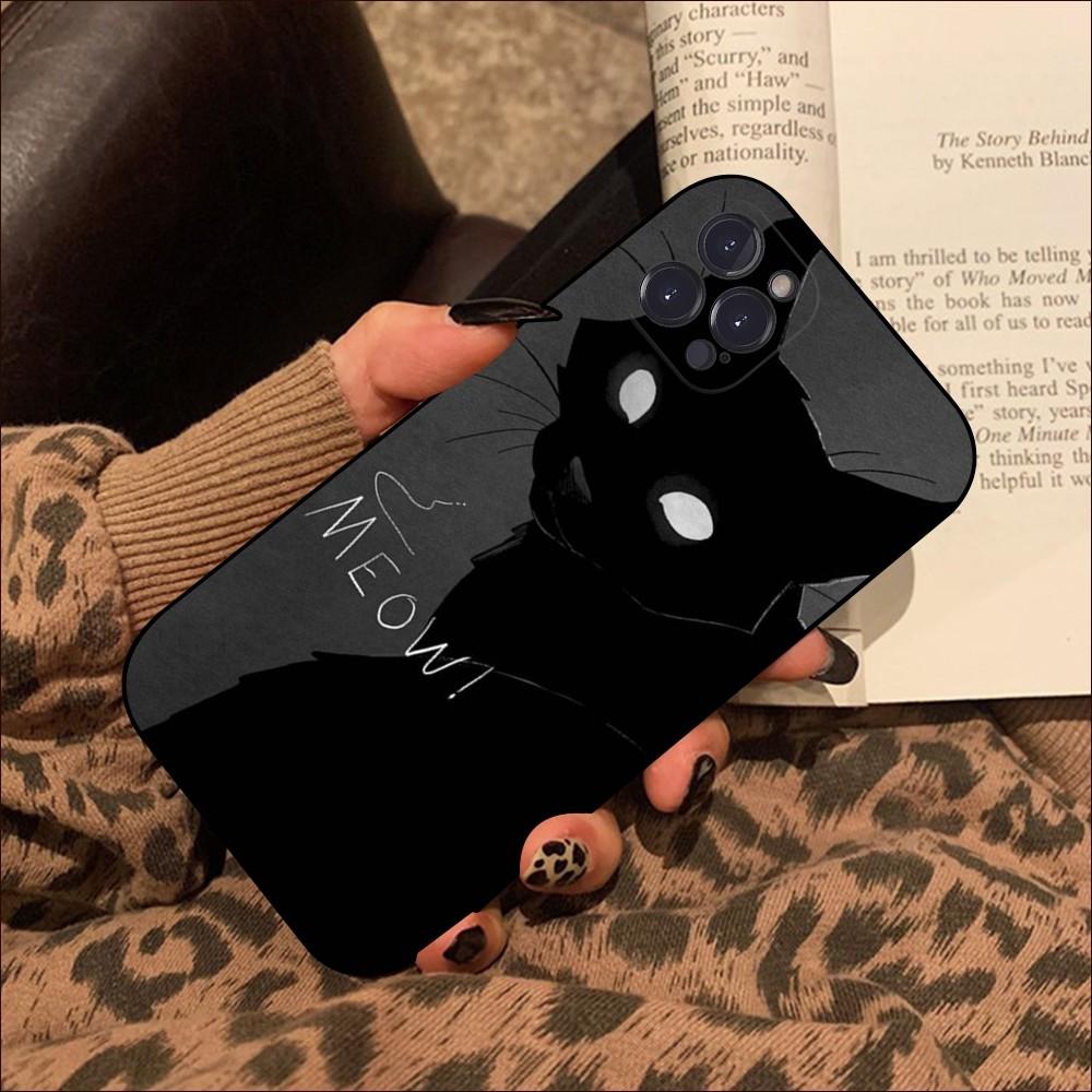 Черный кот с пристальным взглядом Чехол для телефона Для iPhone 15 14 11 12 13 Mini Pro XS Max Чехол 6 7 8 Plus X XR SE 2020 Funda Shell