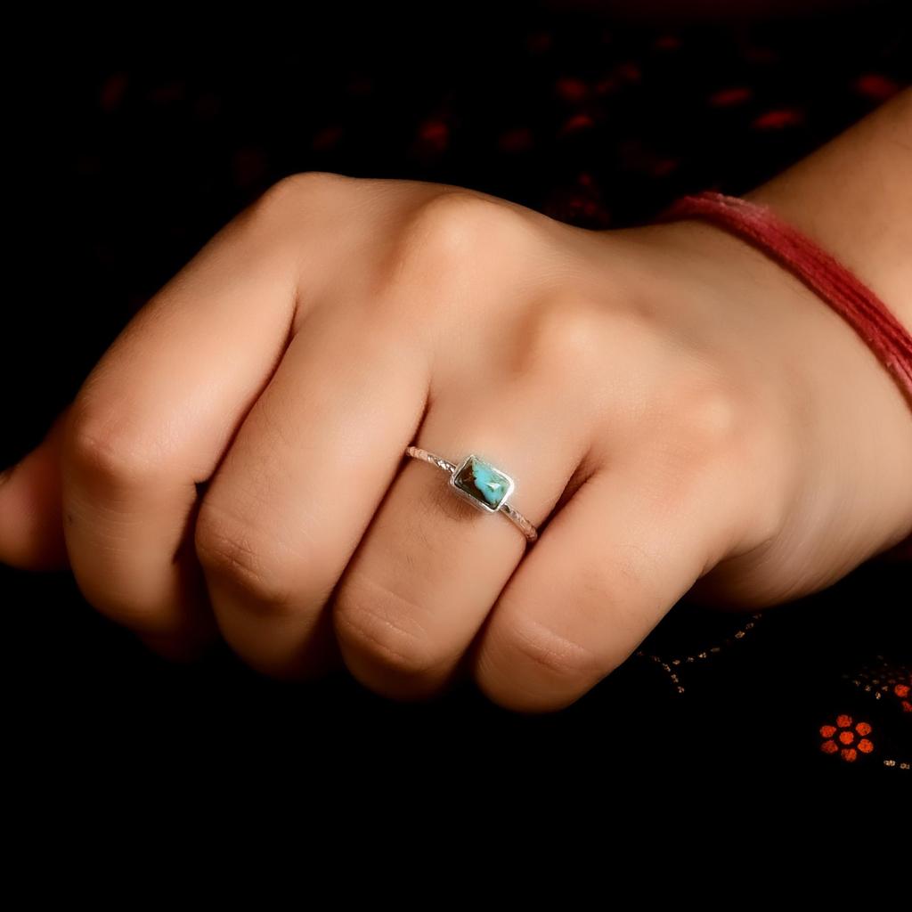 Натуральное кольцо с бирюзой Кингман, кольцо-band из стерлингового серебра 925 пробы, ювелирное изделие для женщин, особый подарок для нее, для любви, влюбленности и подруг.