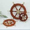 Wooden Ship Wheel with Brass Handles  Handmade Nautical Wall Décor, Coastal Beach House, Maritime Gift Set Of 3