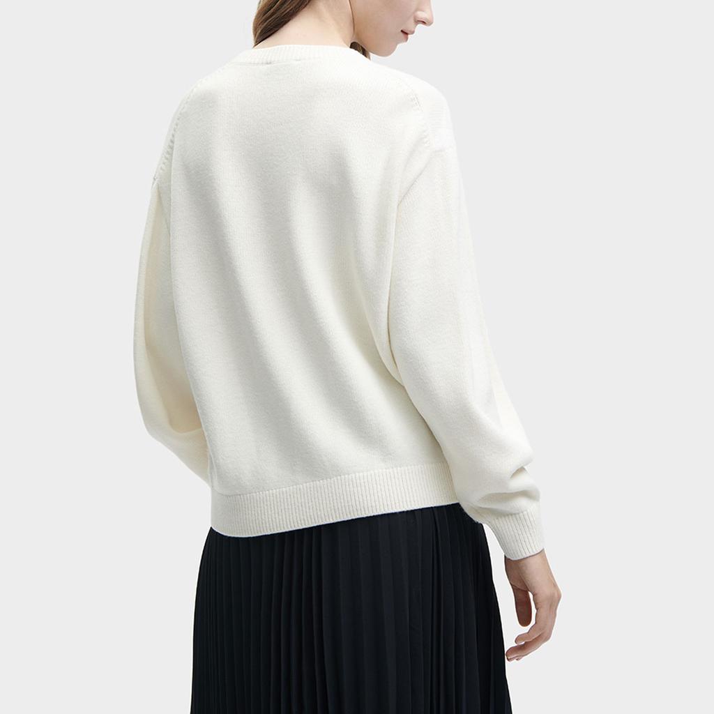 Fila Вышитый узор с животными Повседневный трикотажный топ с длинным рукавом Женские топы Светло-бежевый F11W348409F-IV