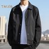 Мужская куртка с лацканами, длинным рукавом, застежкой на пуговицы, пальто с боковыми карманами, весна-осень, однотонная повседневная верхняя одежда