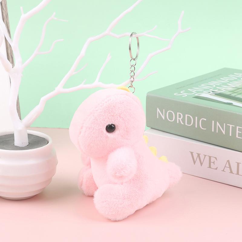 Cute Dinosaur Plush Toy Cartoon Doll Pendant Keychain Car Bag Key Ring Decor