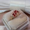 Red Rings Stone Shiny For Women Golden Color Elegant Vintage Bride Wedding Jewelry Family Party Best Gift