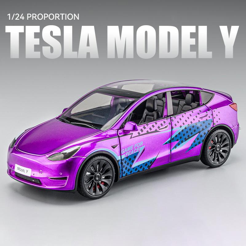1:24 Модель X Модель Y Tesla Model 3 Литой из сплава Игрушечная модель автомобиля Звук и свет Детская игрушка Коллекционные предметы Подарок на день рождения