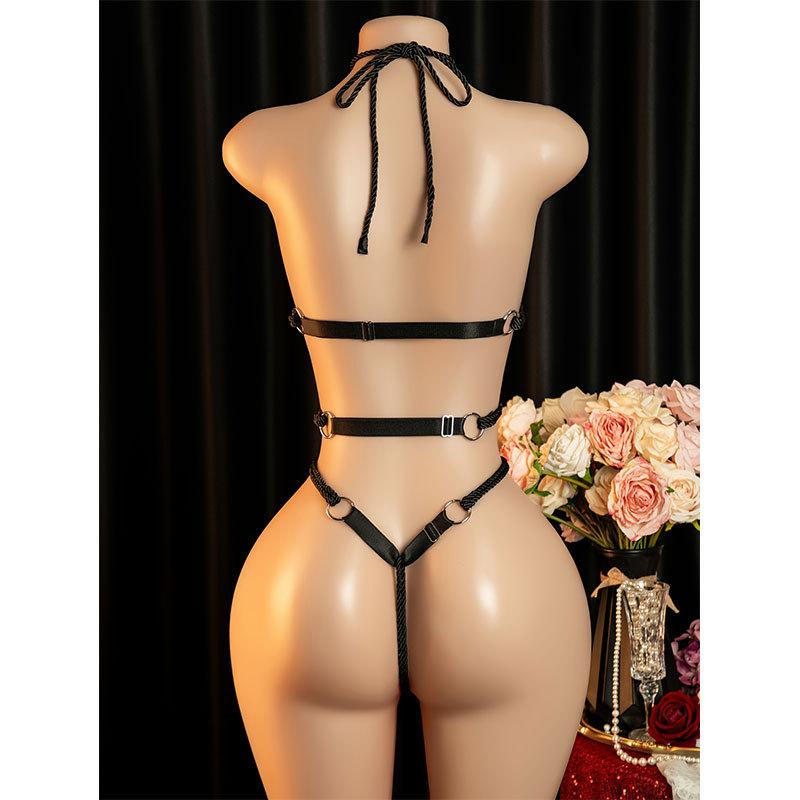 Women's Sexy Lingerie Erotic Backless Hanging Neck SM Bodysuit See Through Bra Lingerie Set Cosplay Hot Ultra-Thin Body Suit