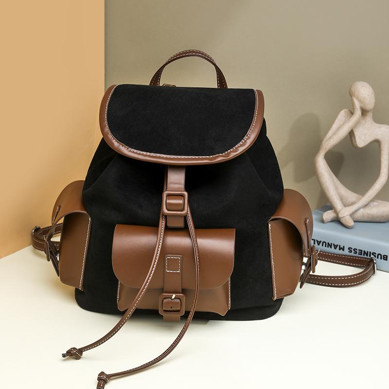 Винтажный рюкзак с цветными блоками, школьный рюкзак в стиле колледжа, дорожный рюкзак