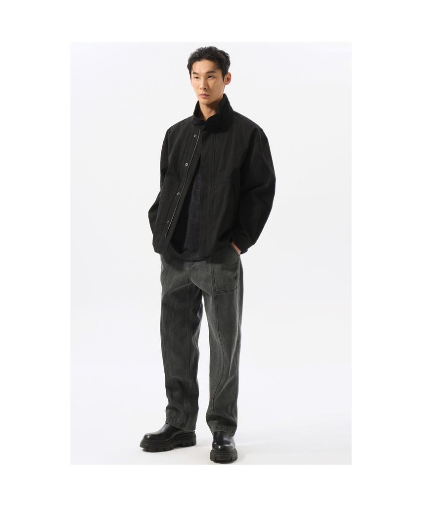Customellow Black Creased Cotton Jacket Cwuas25212Bkx