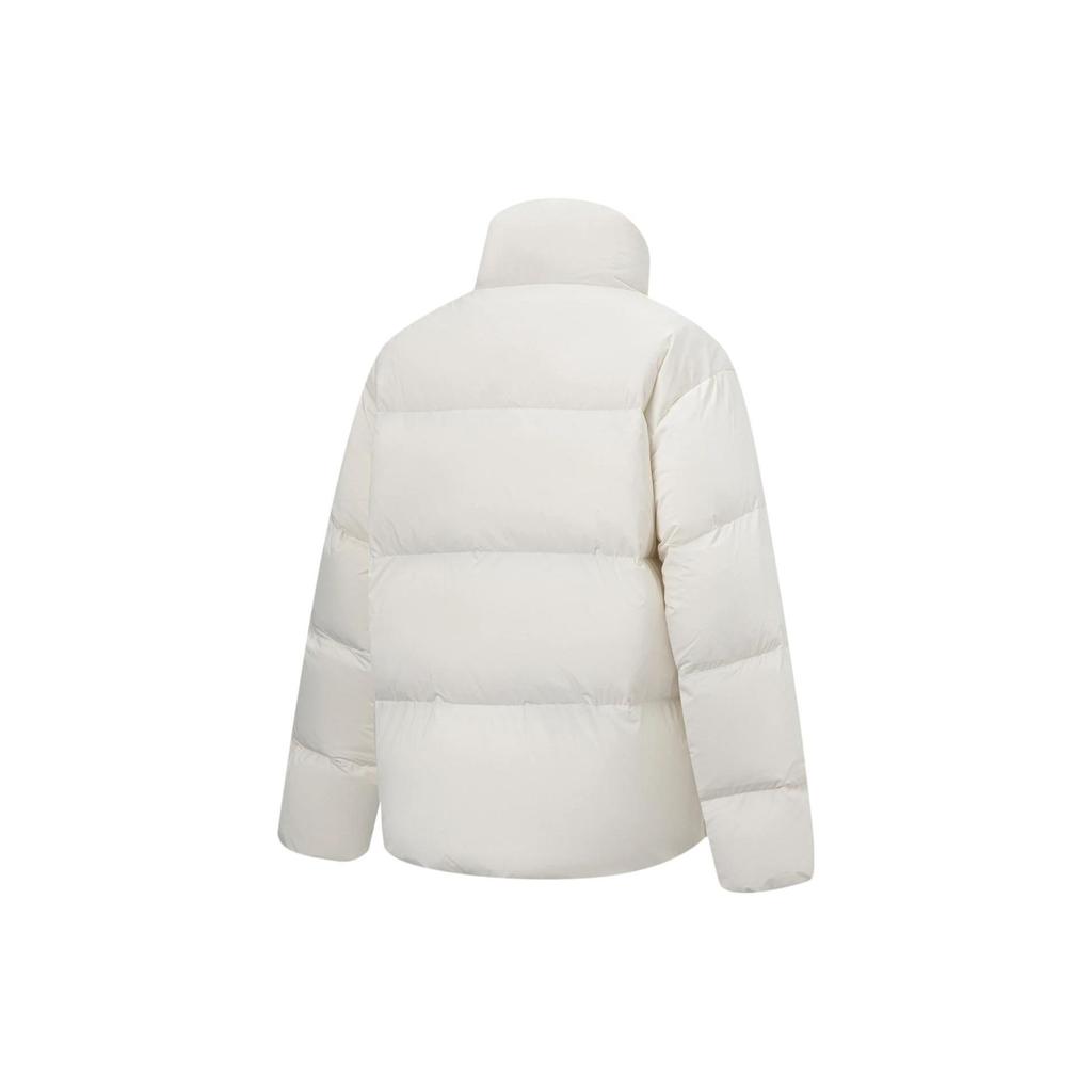 Li Ning Hot Pot Down Jacket Series Off-Season Stock Solid Color Stand Collar Loose Short Down Jacket Women topwear Off-White AYMT298-6