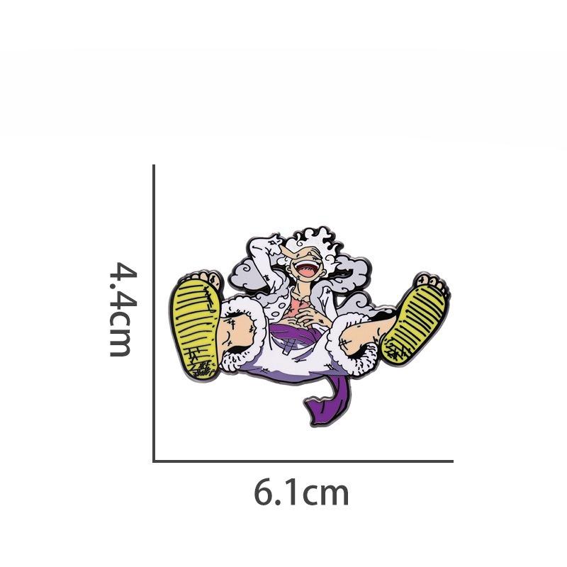 New  Japanese Anime One Piece Monkey D Luffy Nika Form Metal Brooch Gift Anime Merchandise