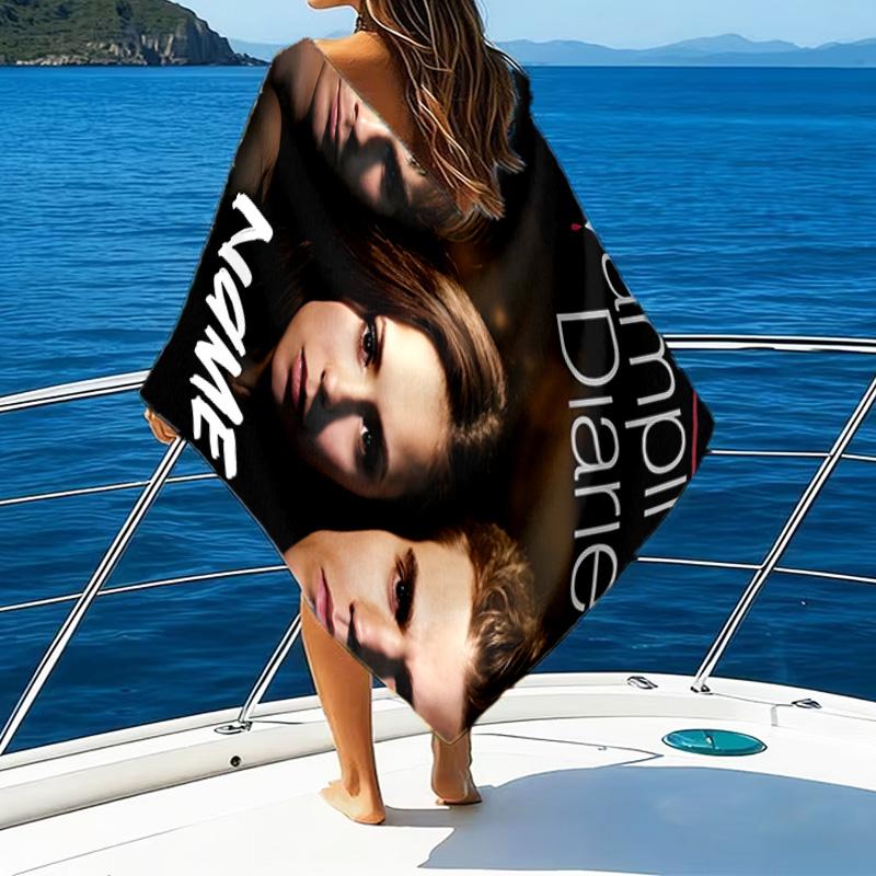Custom Name Vampire Diaries Microfiber Beach Towel Super Soft & Absorbent for Bath, Beach, Travel Bath Time Accessory, Fan gifts