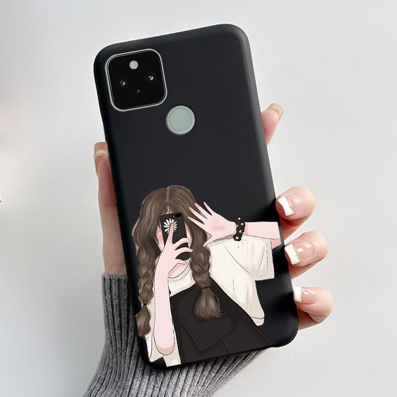 Phone Case For Google Pixel 5 Soft Silicone Black Case Elegant Style Beautiful Pattern Snow Mountain, Hidden Garden Casing