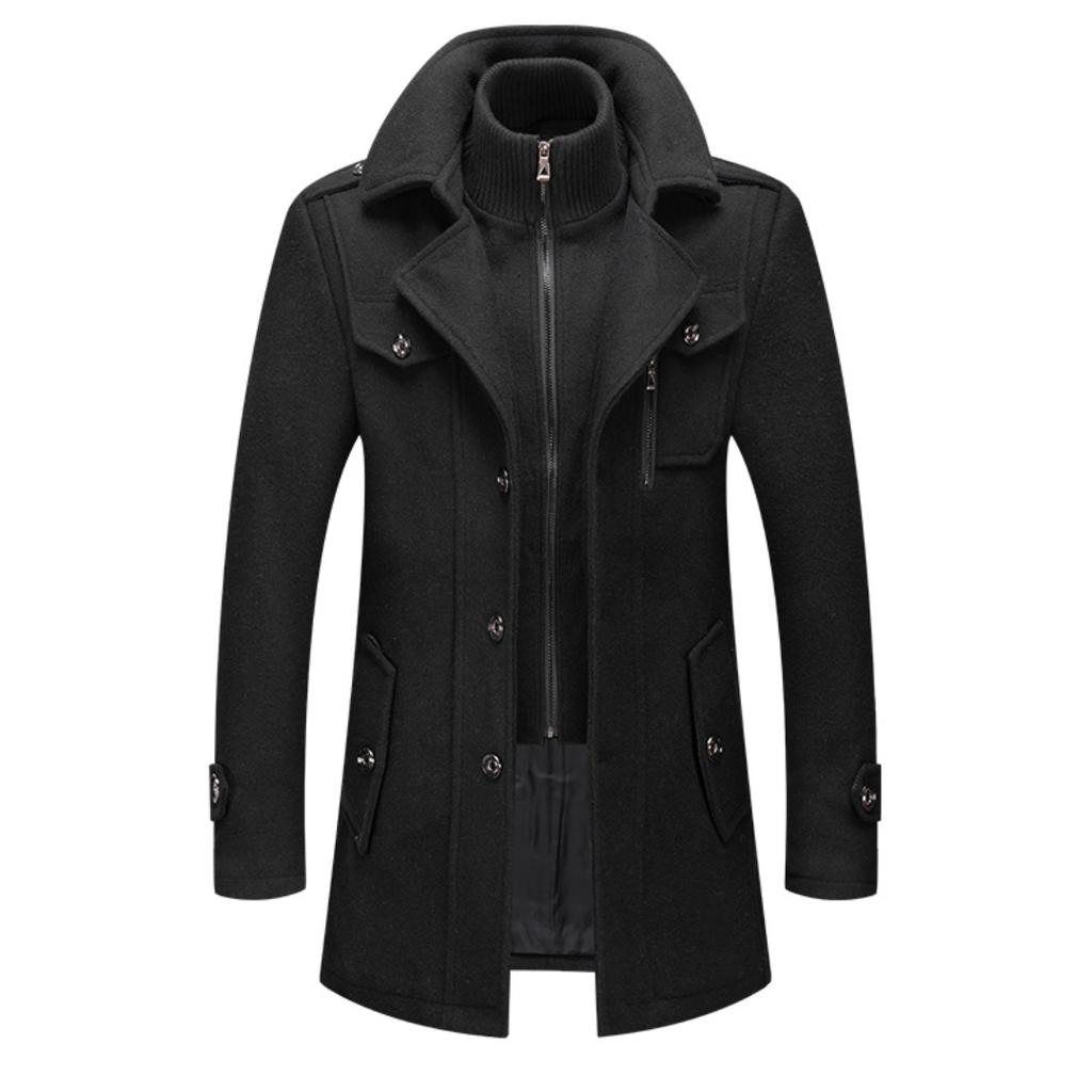 Мужское осенне-зимнее деловое шерстяное пальто с двойным воротником, морозостойкое мужское пальто, шерстяное пальто для мужчин