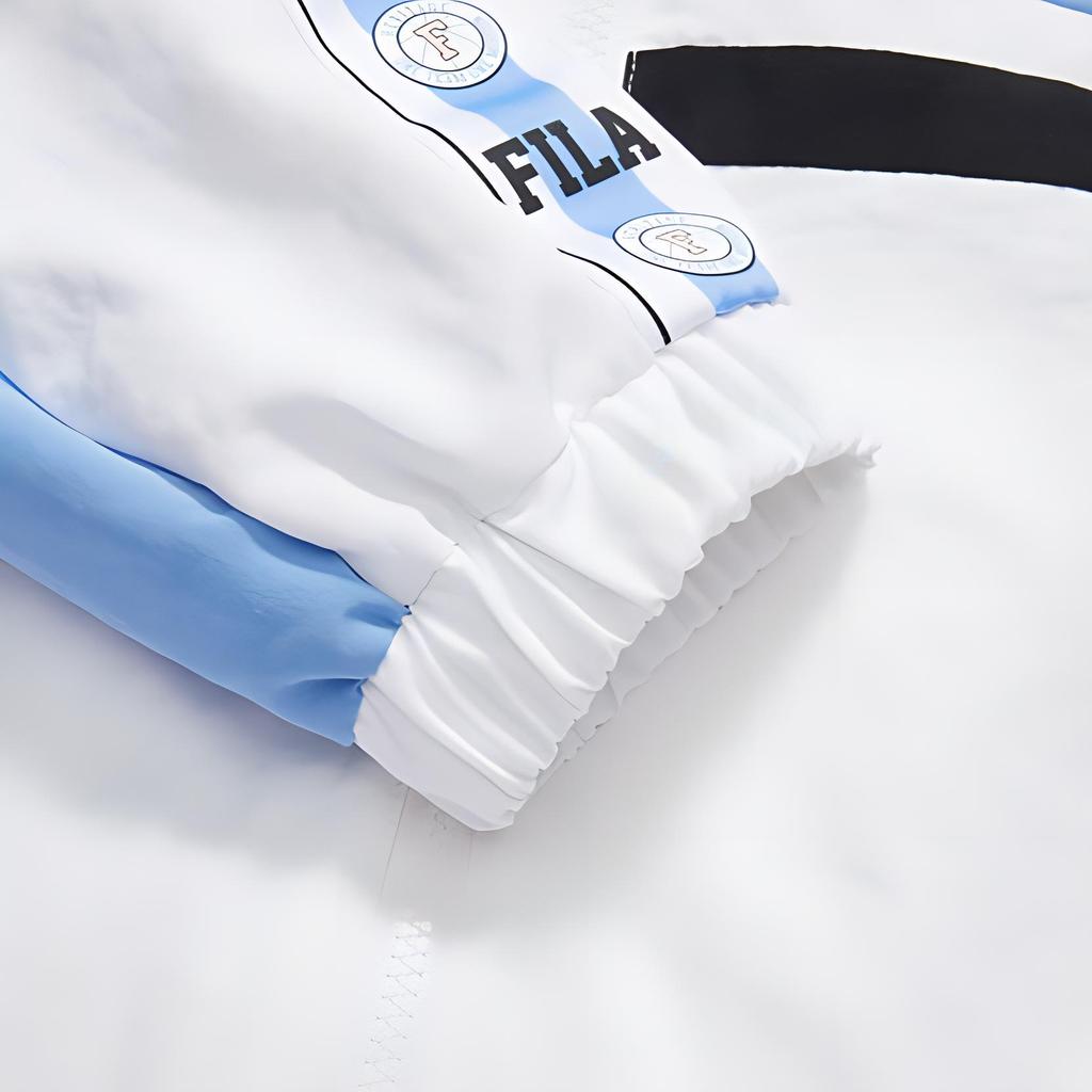 Fila Fusion Спортивная куртка в стиле ретро с воротником-стойкой, плетеный дизайн Color Block, женская куртка, белая T11W115705F-WT