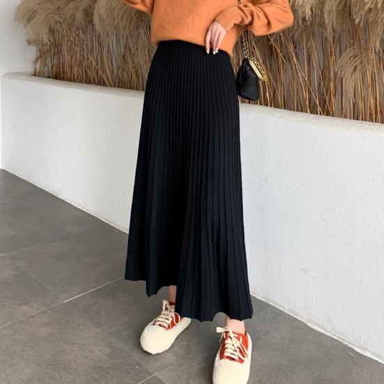 Юбка женская трикотажная Yousheng с высокой талией, однотонная юбка А-силуэта, свободная плиссированная юбка, длинная юбка осень-зима