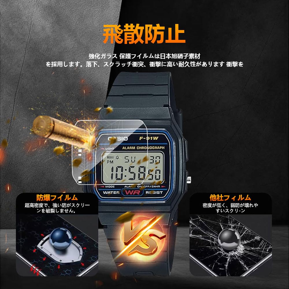 [2 шт.] Защитная пленка для экрана часов CASIO F-91W [HVUYAL] Твердость 9H, Без пузырей, Высокопрозрачная, Ударопрочная, Устойчивая к царапинам, Устойчивая к пятнам,