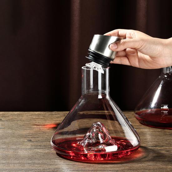 Стеклянный графин для вина с аэратором, фильтрация из нержавеющей стали, 12 каналов аэрации, емкость 1600 мл, графин для красного вина ручной работы для винных бутылок