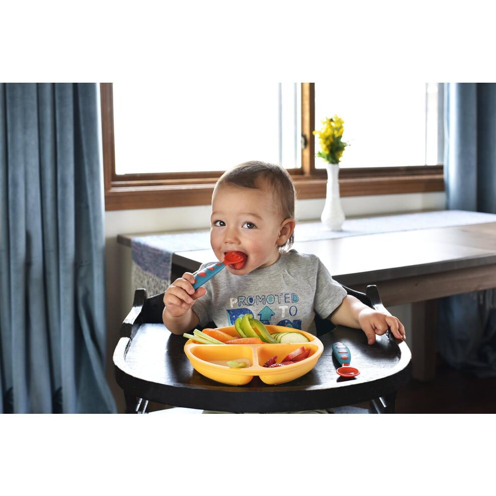 PandaEar Baby Suction Plates Divided Unbreakable Silicone Baby Weaning Plates for Toddler Kids Children - 3 Pack - Non-Slip - Dishwasher and Microwav