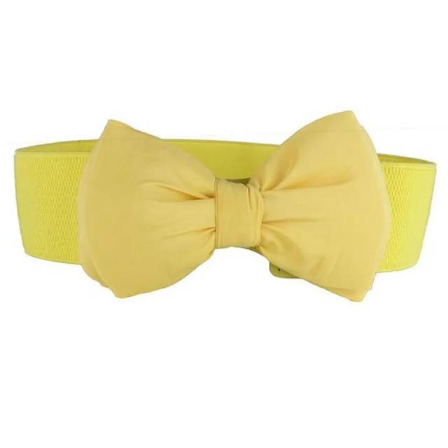 Летний элегантный милый пояс с большим бантом, эластичный широкий эластичный ремень для платья, новые дизайнерские ремни для женщин, винтажный пояс для девочек