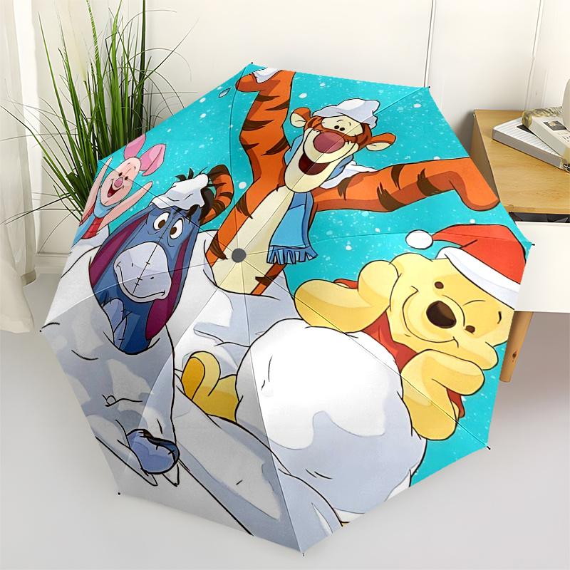 Winnie and friends Themed Travel Umbrella-8 Ribs Automatic Opening and Closing, Portable Folding Design, Compact and Stylish Umbrella