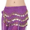 Belly Dance Hip Skirt Scarf Wrap Belt Chiffon Hipscarf with Gold Coins