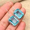 Glorious Blue Topaz Gemstone Handmade 925 Solid Sterling Silver Earrings For Wedding Gift